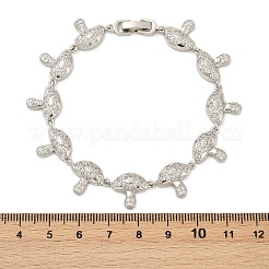 Mushroom Brass Micro Pave Clear Cubic Zirconia Link Bracelets for Women&nbsp;BJEW-Z126-04P