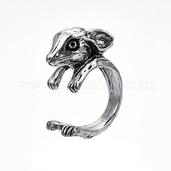 Gothic Punk Deer Alloy Open Cuff Ring for Men Women&nbsp;RJEW-T009-54AS