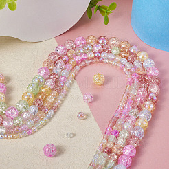 4 Strands 4 Size Electroplate Crackle Glass Bead Strands&nbsp;GLAA-TA0001-68