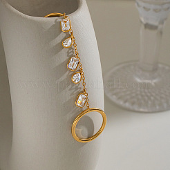304 Stainless Steel Pave Cubic Zirconia Double Finger Rings&nbsp;VP4247