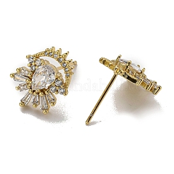 Rack Plating Brass Teardrop Stud Earrings with Cubic Zirconia&nbsp;EJEW-D063-08G