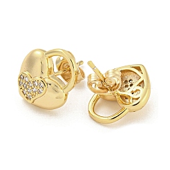 Brass Micro Pave Cubic Zirconia Ear Studs&nbsp;EJEW-P261-29A-G