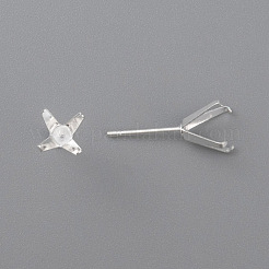 304 Stainless Steel Prong Earring Settings&nbsp;LS-STAS-O098-06S-05