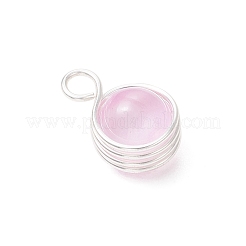 Dyed Natural Selenite Copper Wire Wrapped Round Pendants&nbsp;PALLOY-JF03770-02