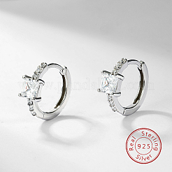 Anti-Tarnish Rhodium Plated Platinum 925 Sterling Silver Hoop Earrings&nbsp;OB9176-4