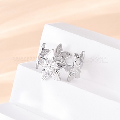 Brass Adjustable Open Cuff Rings for Women&nbsp;RJEW-R021-02P
