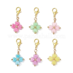 Clover Acrylic & Brass Pendant Decorations&nbsp;HJEW-JM03652-01