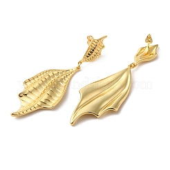 Fishtail Brass Dangle Stud Earrings&nbsp;EJEW-G382-17G
