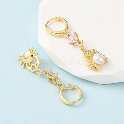 Brass Micro Pave Cubic Zirconia Hoop Earrings&nbsp;EJEW-A149-04A-G