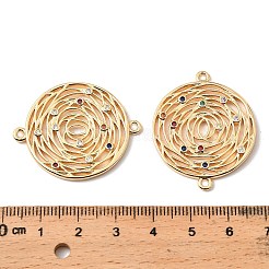 Brass Micro Pave Colorful Cubic Zirconia Hollow Connector Charms&nbsp;KK-K351-58D-G