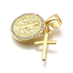 Rack Plating Brass Micro Pave Cubic Zirconia Pendants&nbsp;KK-K401-74G