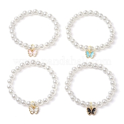 Alloy Enamel Butterfly Charm Stretch Bracelets for Women&nbsp;BJEW-JB11447