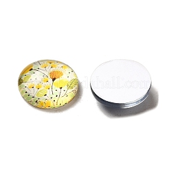 Flatback Half Round Insect and Plants Pattern Glass Dome Cabochons&nbsp;GGLA-R026-14mm-16