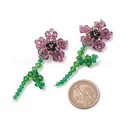 Imitation Austrian Crystal Flower of Life Dangle Stud Earrings&nbsp;X1-EJEW-TA00029-03