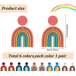 6 Pairs 6 Colors Polymer Clay Arch Dangle Stud Earrings for Women&nbsp;EJEW-AN0004-33