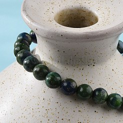 Natural Chrysocolla and Lapis Lazuli Round Bead Stretch Bracelets&nbsp;BJEW-L593-D03