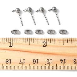 40Pcs 304 Stainless Steel Ball Post Stud Earring Findings&nbsp;STAS-FS0001-76P