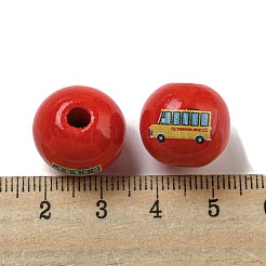 Printed Wood European Beads&nbsp;WOOD-L020-D15