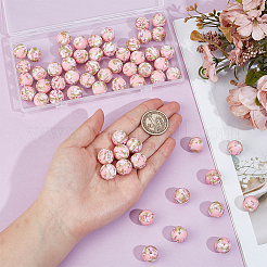 60Pcs Round with Pattern Food Grade Eco-Friendly Silicone Focal Beads&nbsp;SIL-PA0001-34A