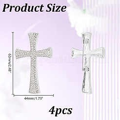 4Pcs Cross Rhinestone Lapel Pins&nbsp;JEWB-HY0001-50S