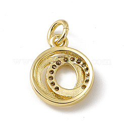 Brass Micro Pave Clear Cubic Zirconia Ring Charms&nbsp;ZIRC-F132-89G
