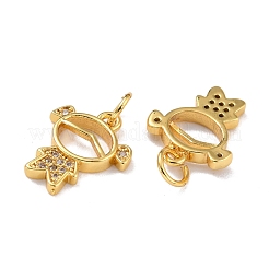 Brass Micro Pave Clear Cubic Zirconia Charms&nbsp;ZIRC-A021-52G