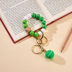 Silicone & Wood Beads Pendant Decoration&nbsp;KEYC-SW00016-06