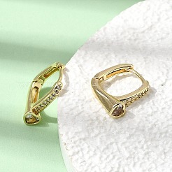 Brass Micro Pave Clear Cubic Zirconia Huggie Hoop Earrings&nbsp;EJEW-G473-08G