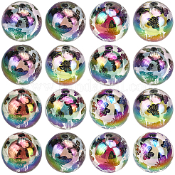 20Pcs UV Plating Acrylic Printed Beads&nbsp;TACR-SC0001-46C