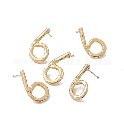 Brass Number Stud Earrings with 925 Sterling Silver Pins for Women&nbsp;LS-EJEW-A077-01F