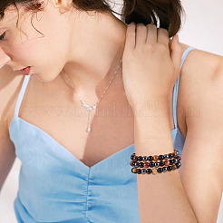 3Pcs 3 Styles 8MM Round Natural Tiger Eye & Black Onyx & Black Obsidian & Synthetic Non-Magnetic Hematite Beads Stretch Bracelets for Women Men&nbsp;BJEW-TA0001-20