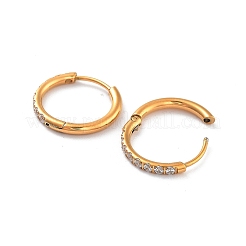Ion Plating(IP) 316 Surgical Stainless Steel Pave Clear Cubic Zirconia Hoop Earrings Women&nbsp;EJEW-A109-01C-G