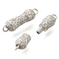 925 Sterling Silver Micro Pave Clear Cubic Zirconia Screw Clasps&nbsp;STER-U006-05P