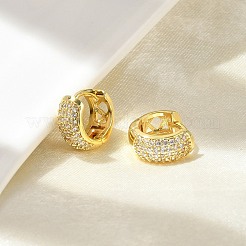Brass Micro Pave Cubic Zirconia Hoop Earrings&nbsp;EJEW-D311-078G