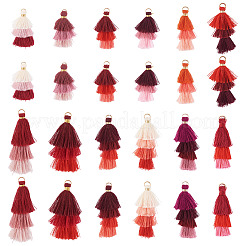 24Pcs 12 Colors Polycotton(Polyester Cotton) & Nylon Tassel Pendant Decorations&nbsp;FIND-TA0009-01
