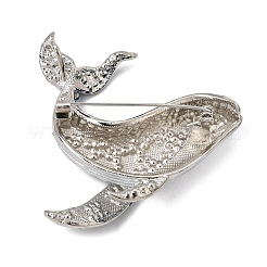 Whale Alloy Rhinestone Lapel Pin Brooches&nbsp;AL-CBAF606-04P-01