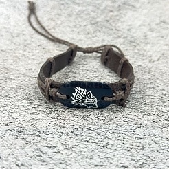 Cowhide & Cotton Cord Braided Bracelets&nbsp;FS-WGE8FD1-02