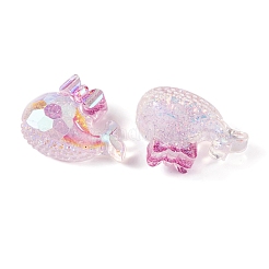 Transparent Epoxy Resin Whale with Bowknot Decoden Cabochons&nbsp;CRES-M034-04A