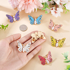 7Pcs 7 Colors Butterfly Shape Alloy Enamel Adjustable Jean Button Pins&nbsp;FIND-TA0009-50