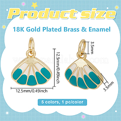 5Pcs 5 Colors Brass Enamel Shell Shape Charms&nbsp;KK-BC0015-42G
