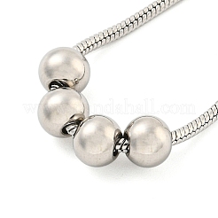 Non-Tarnish Round Beaded 304 Stainless Steel Pendant Necklaces for Women&nbsp;NJEW-G137-01P