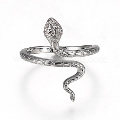 Brass Micro Pave Clear Cubic Zirconia Cuff Rings&nbsp;RJEW-H538-07