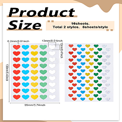 16 Sheets 2 Styles Heart Paper Self-Adhesive Stickers&nbsp;DIY-LP0006-25
