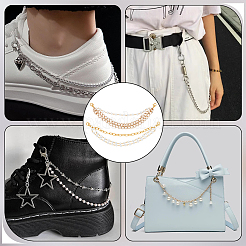 4Pcs 2 Styles Plastic Pearl & Iron Paperclip Chains Boot Strap Chains&nbsp;HJEW-PH02102-01