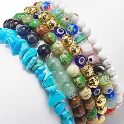 6Pcs 6 Style Natural Mixed Gemstone & Pearl & Glass Beaded Stretch Bracelets Set&nbsp;BJEW-JB08876