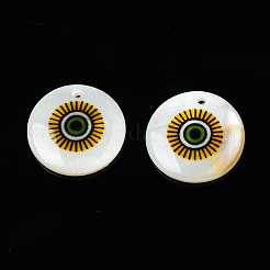 Printed Freshwater Shell Charms&nbsp;SHEL-T009-20C