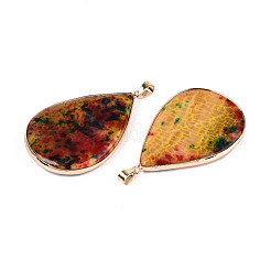 Brass Pave Dyed Natural Agate Big Pendants&nbsp;G-T139-96