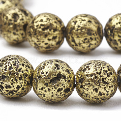 Electroplated Natural Lava Rock Beads Strands&nbsp;G-T098-01B-08