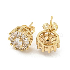 Brass Micro Pave Cubic Zirconia Ear Studs&nbsp;EJEW-P261-18G