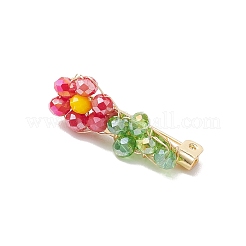 5Pcs 5 Colors Flower Glass Brooches&nbsp;JEWB-TA00019